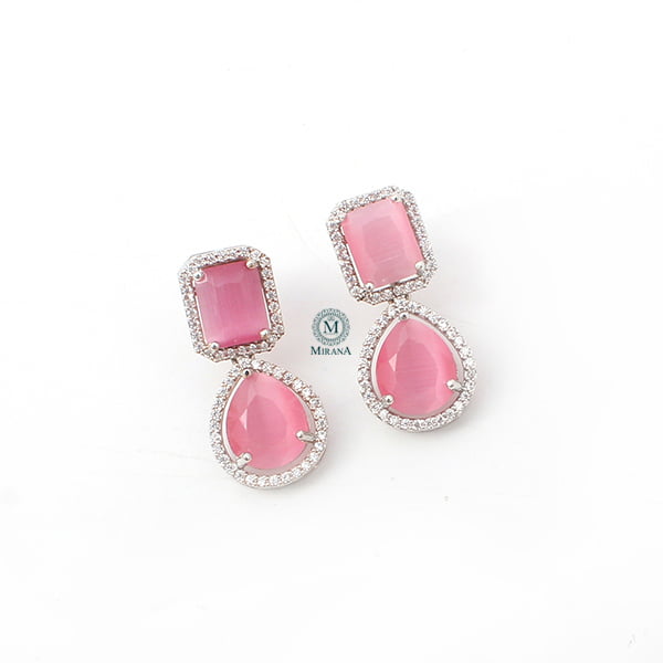 Selena Pastel Pink CZ Designer Earrings