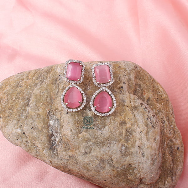 Selena Pastel Pink CZ Designer Earrings