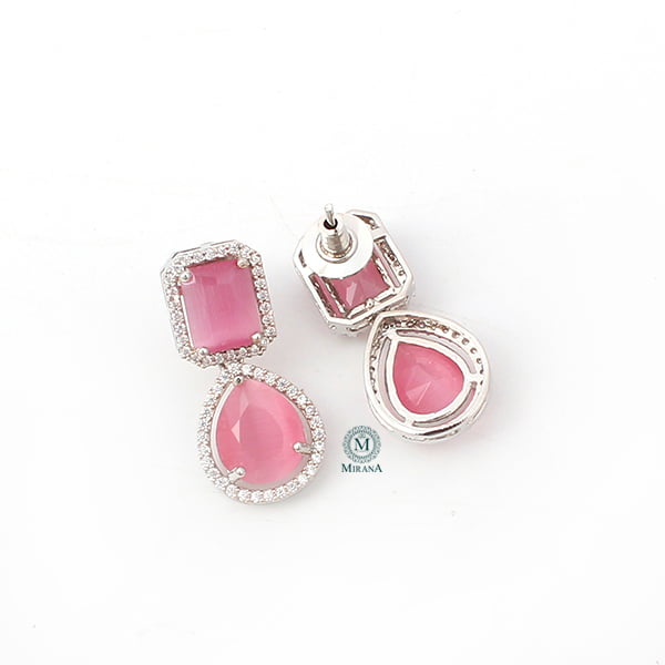 Selena Pastel Pink CZ Designer Earrings