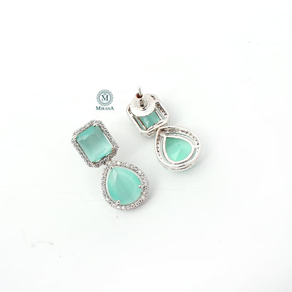 Selena Pastel Green CZ Designer Earrings