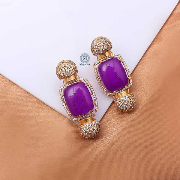 Houri Purple Coloured Designer Earrings