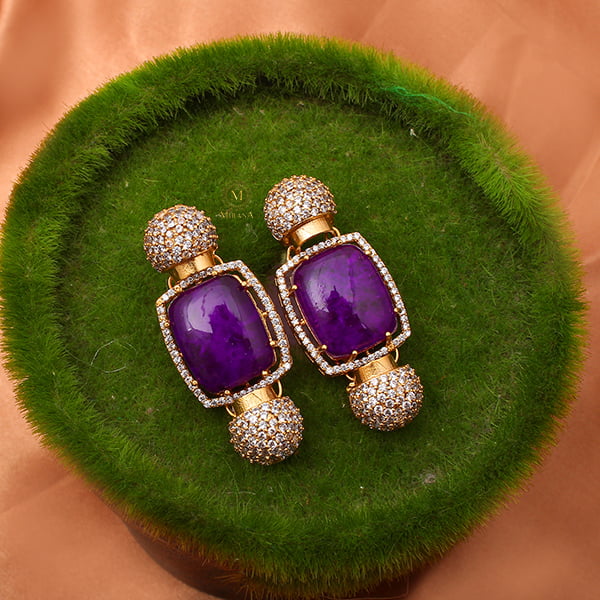 Houri Purple Coloured Designer Earrings