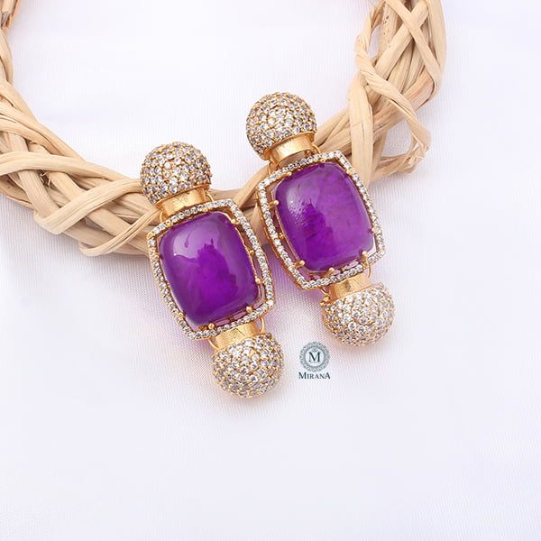 Houri Purple Coloured Designer Earrings