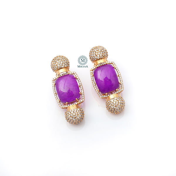 Houri Purple Coloured Designer Earrings