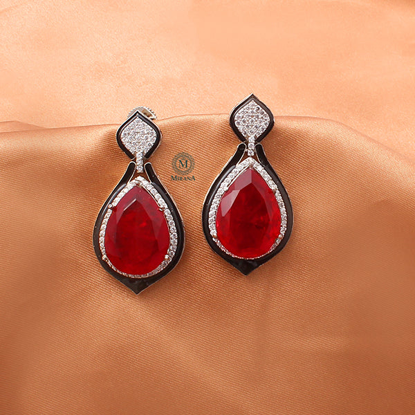 Donna Ruby Coloured CZ Designer Earrings