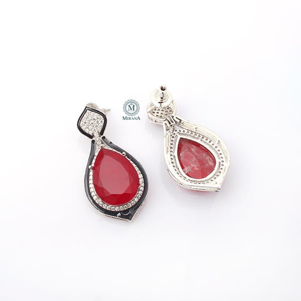 Donna Ruby Coloured CZ Designer Earrings