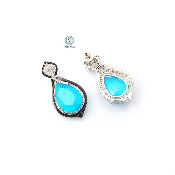 Donna Turquoise Coloured CZ Designer Earrings