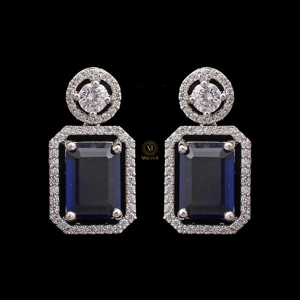 Chrisha Sapphire Blue Coloured Stone Earrings