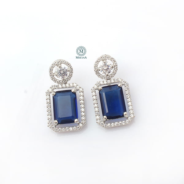 Chrisha Sapphire Blue Coloured Stone Earrings