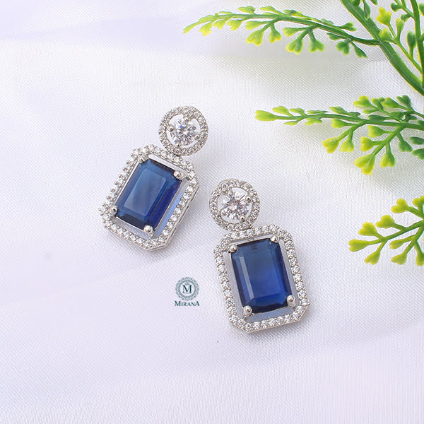 Chrisha Sapphire Blue Coloured Stone Earrings