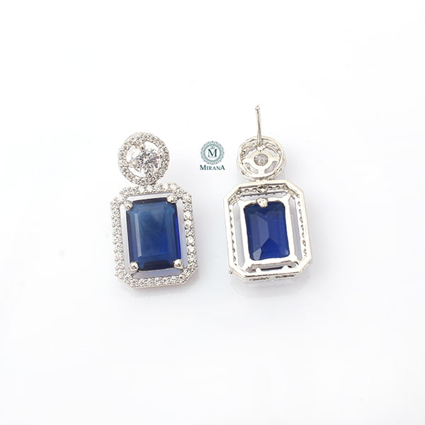 Chrisha Sapphire Blue Coloured Stone Earrings