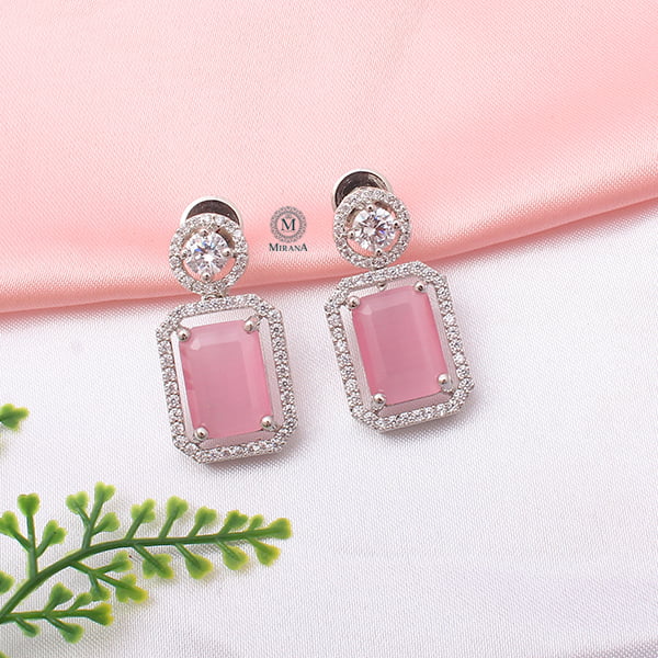 Chrisha Pastel Pink Coloured Stone Earrings