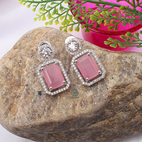 Chrisha Pastel Pink Coloured Stone Earrings