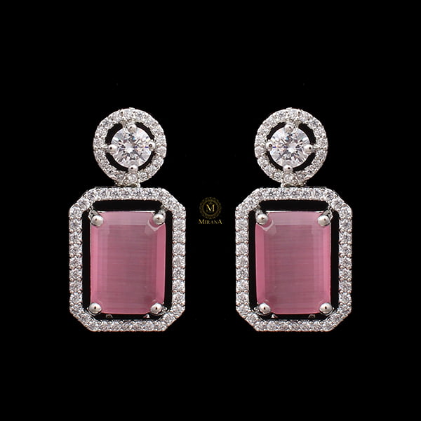 Chrisha Pastel Pink Coloured Stone Earrings