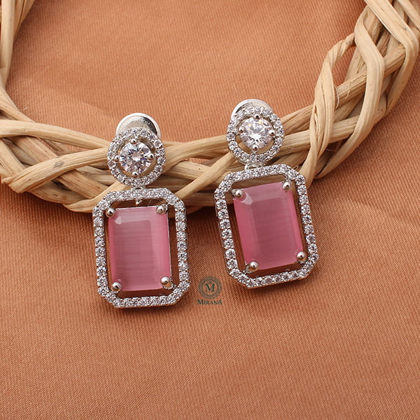 Chrisha Pastel Pink Coloured Stone Earrings