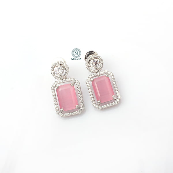 Chrisha Pastel Pink Coloured Stone Earrings