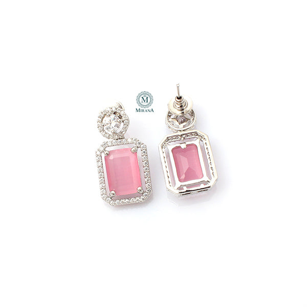 Chrisha Pastel Pink Coloured Stone Earrings