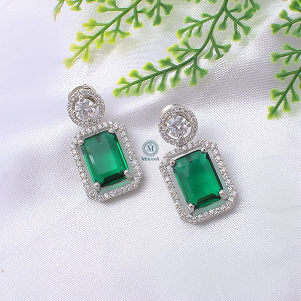 Chrisha Emerald Green Coloured Stone Earrings