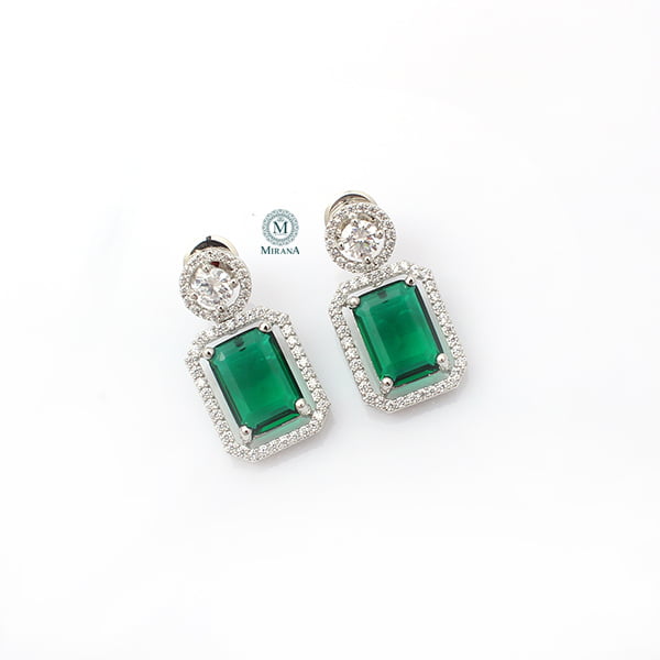 Chrisha Emerald Green Coloured Stone Earrings