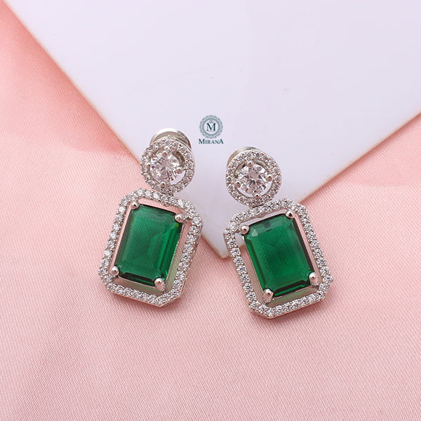 Chrisha Emerald Green Coloured Stone Earrings