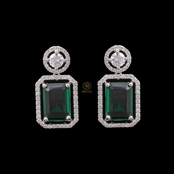 Chrisha Emerald Green Coloured Stone Earrings