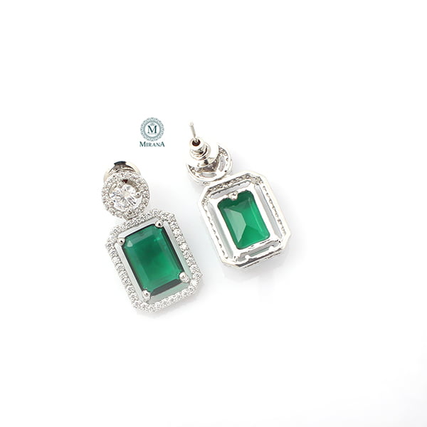 Chrisha Emerald Green Coloured Stone Earrings