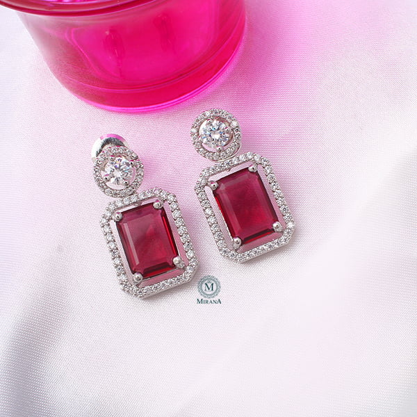 Chrisha Ruby Coloured Stone Earrings