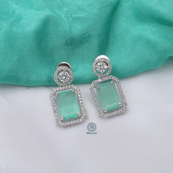 Chrisha Pastel Green Coloured Stone Earrings