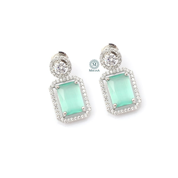 Chrisha Pastel Green Coloured Stone Earrings