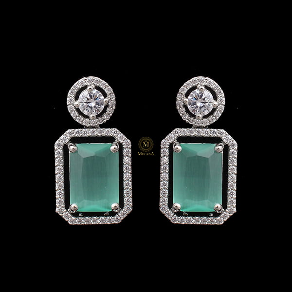 Chrisha Pastel Green Coloured Stone Earrings