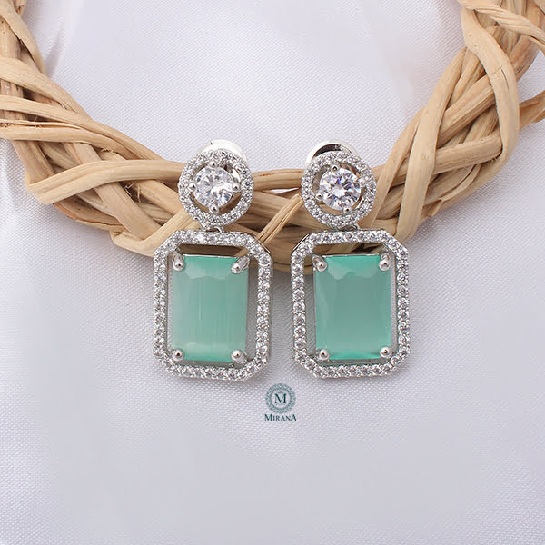 Chrisha Pastel Green Coloured Stone Earrings