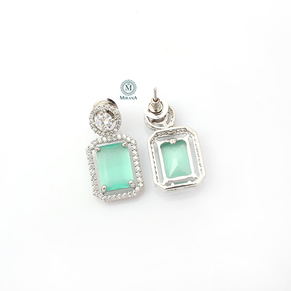 Chrisha Pastel Green Coloured Stone Earrings