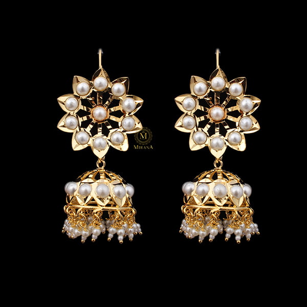 Madhubala Pearl Jadau Jhumki