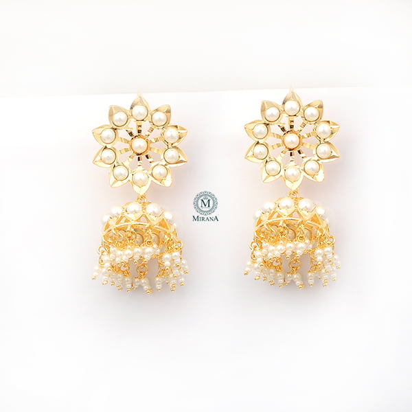Madhubala Pearl Jadau Jhumki