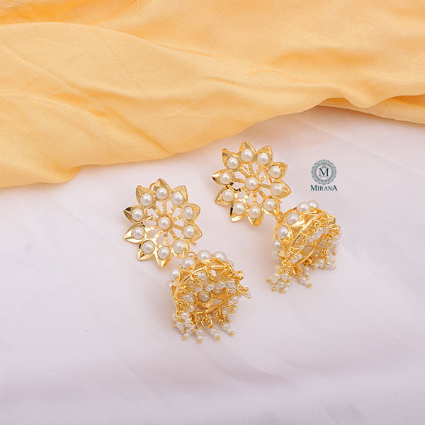 Madhubala Pearl Jadau Jhumki