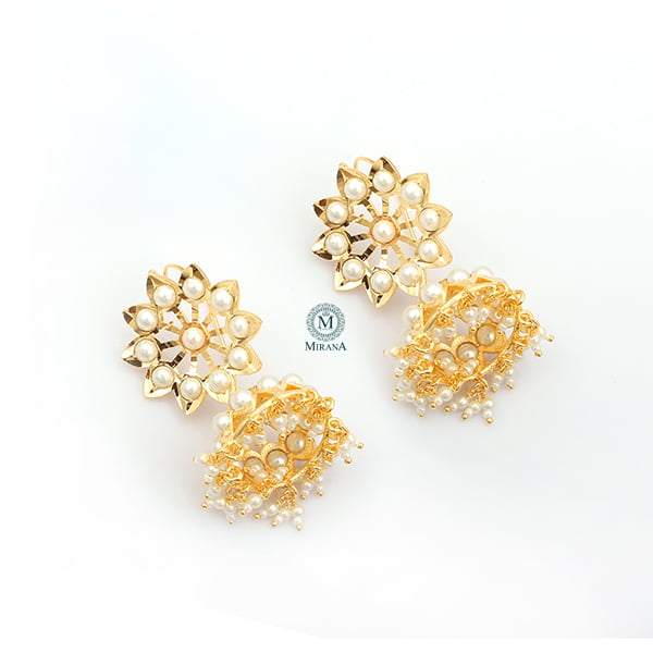 Madhubala Pearl Jadau Jhumki