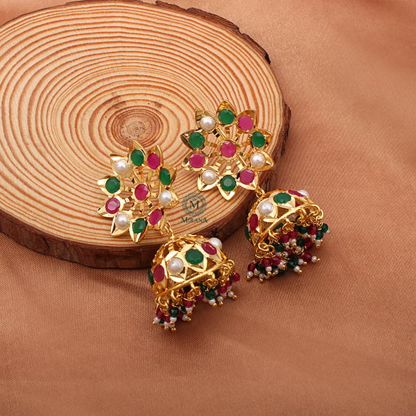 Madhubala Multi Pearl Jadau Jhumki