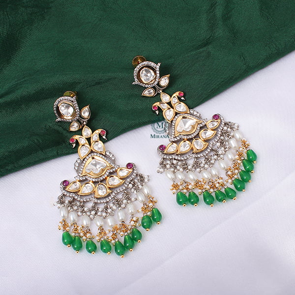 Diti Green Polki Earrings