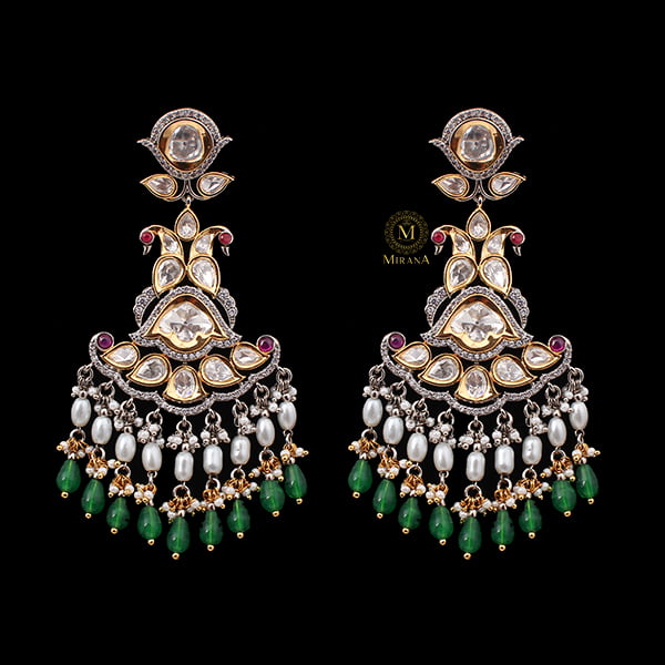 Diti Green Polki Earrings