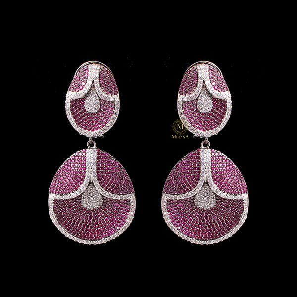 Jina Ruby Colour Designer Earrings