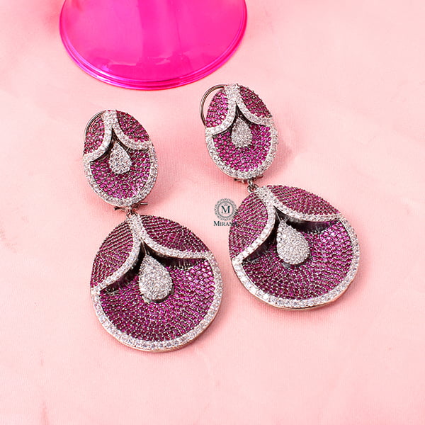 Jina Ruby Colour Designer Earrings