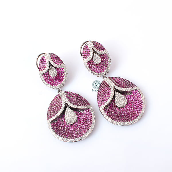 Jina Ruby Colour Designer Earrings