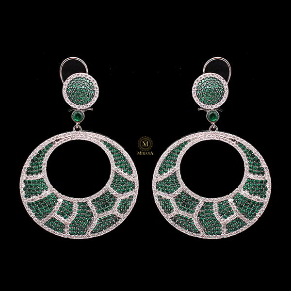 Jiya Emerald Green CZ Designer Earrings