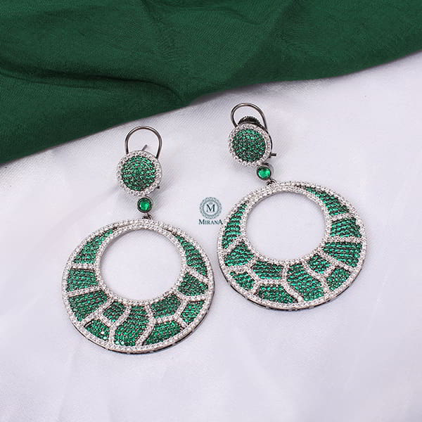 Jiya Emerald Green CZ Designer Earrings