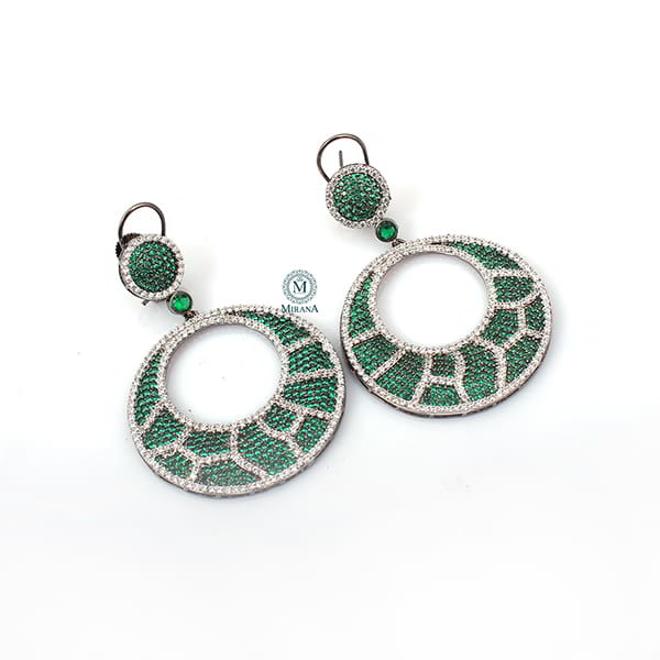 Jiya Emerald Green CZ Designer Earrings