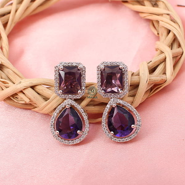 Selena Lavender CZ Designer Earrings