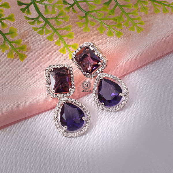 Selena Lavender CZ Designer Earrings