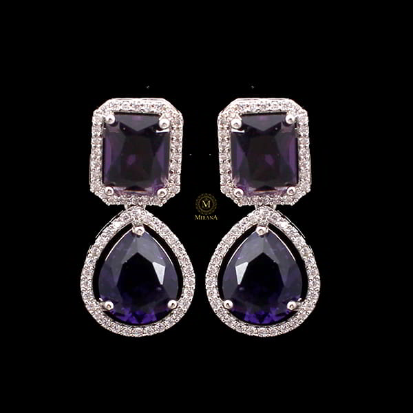 Selena Lavender CZ Designer Earrings