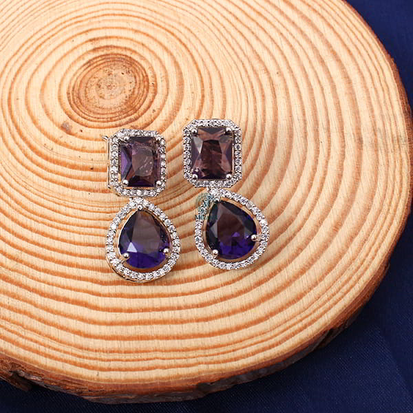 Selena Lavender CZ Designer Earrings