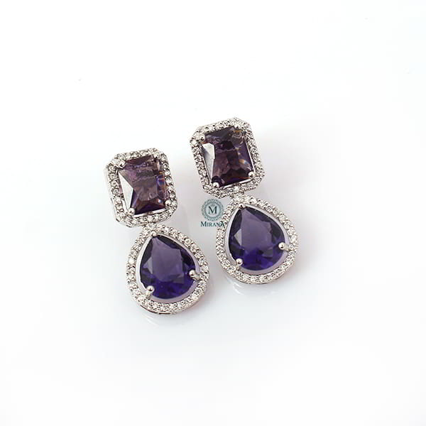 Selena Lavender CZ Designer Earrings